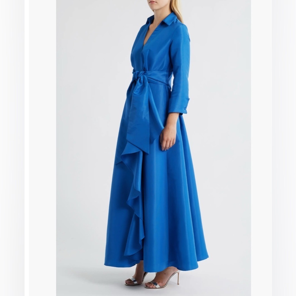 Betsy & Adam Long Sleeve Taffeta Gown - Picture 4 of 10
